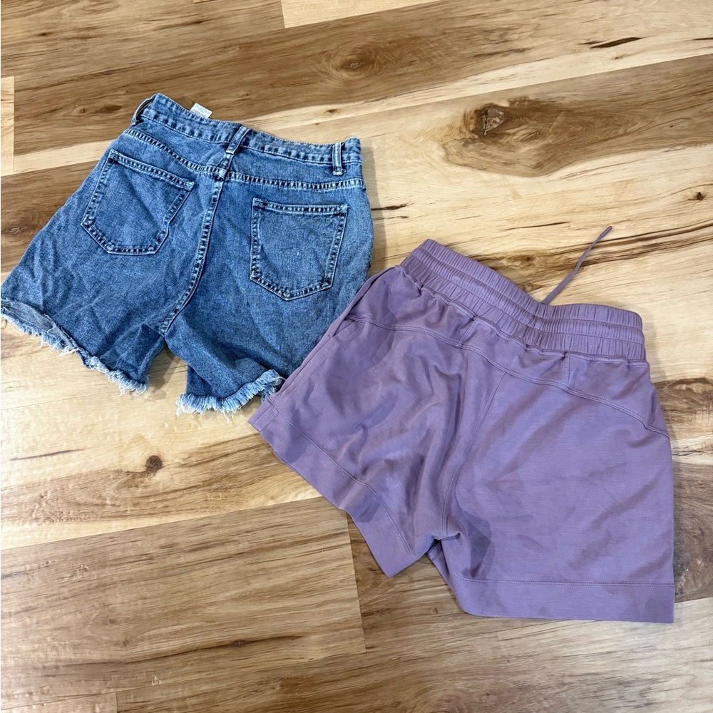 SHEIN Blue and Purple Jean Shorts Set